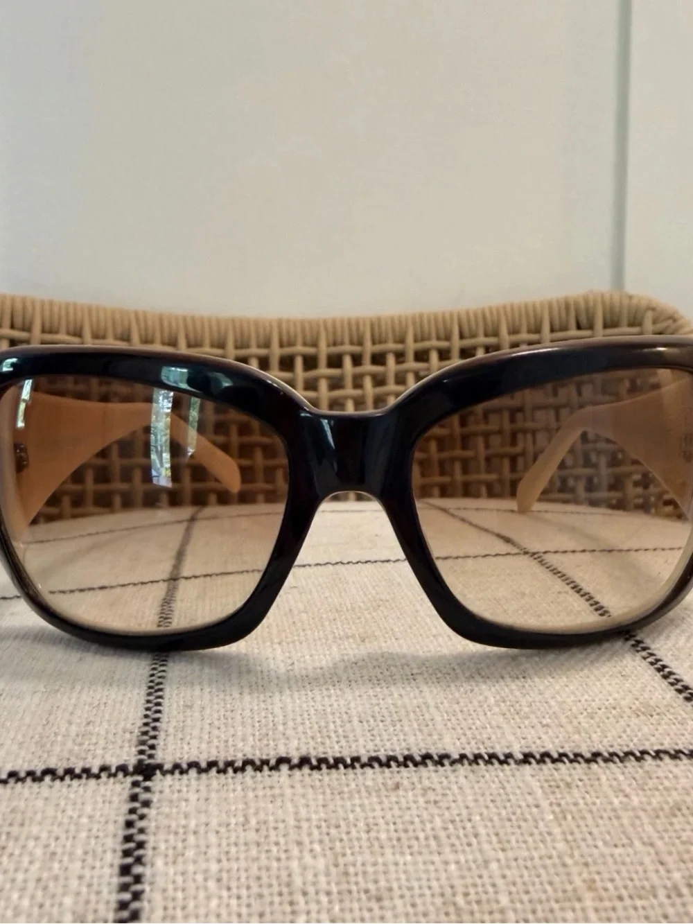 VERSACE Greca Black Cream Brown gradient vintage sunglasses